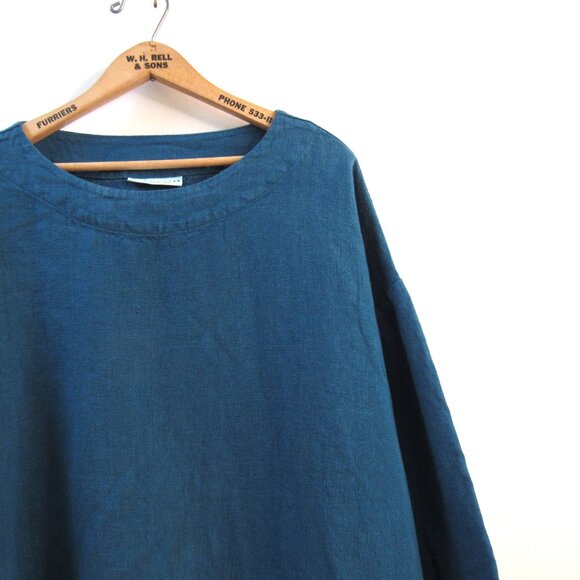 Bryn Walker Pure Linen Teal Tunic Top - Picture 2 of 3